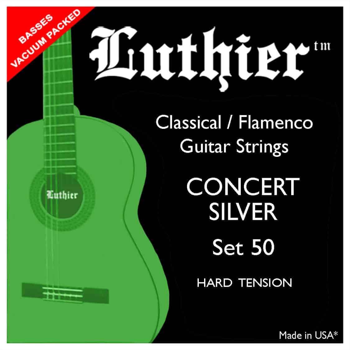 Luthier Guitar strenge Classical / Flamenco, set 50, high tension, White Silver Plated, Concert Supreme.