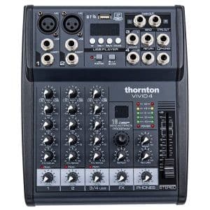 Thornton Vivid 4 mixer, 4-kanals mixer med indbygget lydkort, effekter, Bluetooth og MP3-afspiller