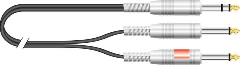 Insert Kabel 3 m - Y - stereo jack 6 mm til 2 stk. mono jack 6 mm