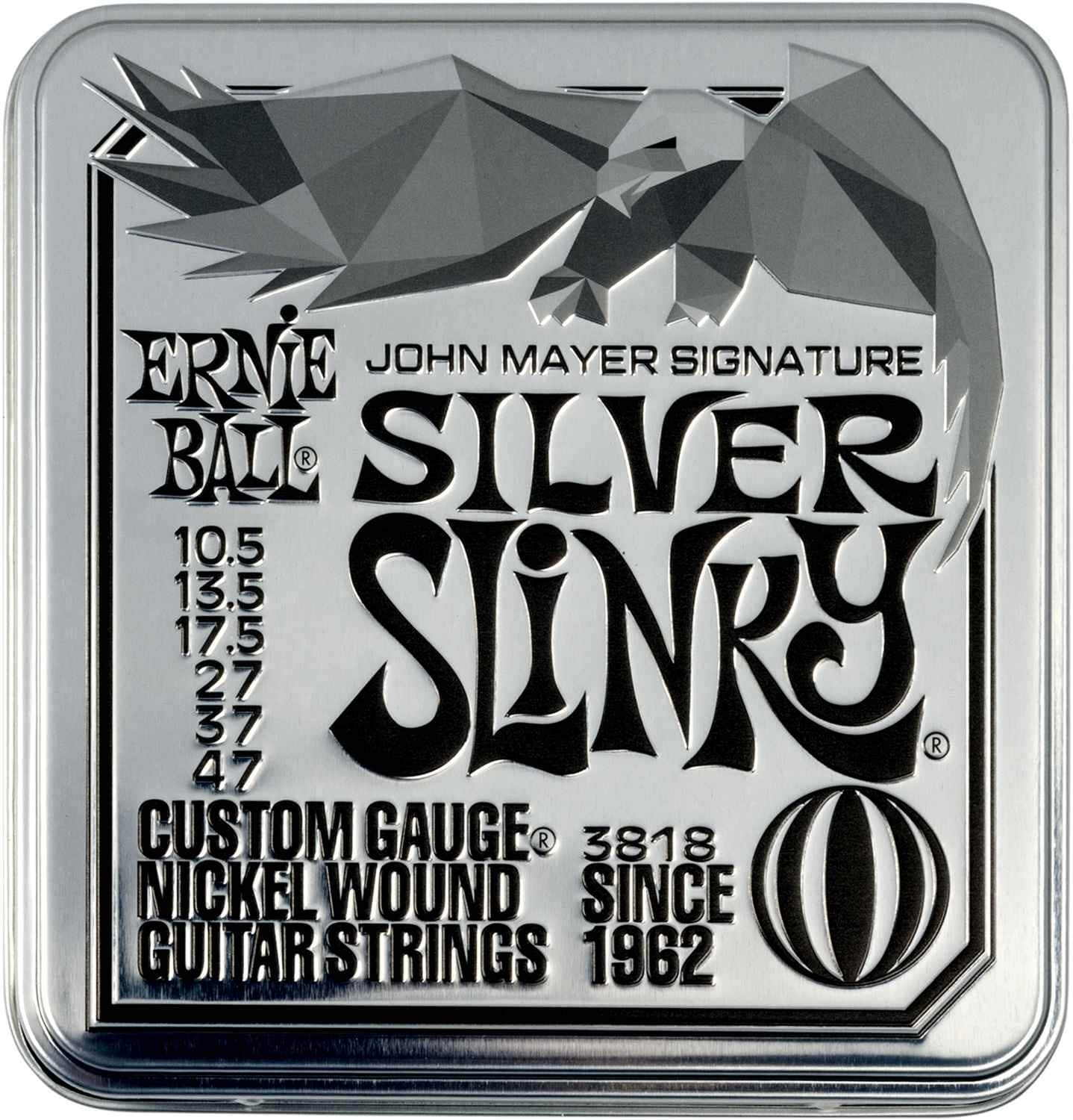 Ernie Ball 3818 John Mayer Silver Slinky Tin Pack Strings - 3 sæt i flot blikæske